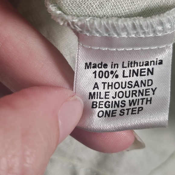 Flax Linen Tank Top Womens P XS Green Ruffle Collar Preppy Casual Classic Beachy - Picture 4 of 11